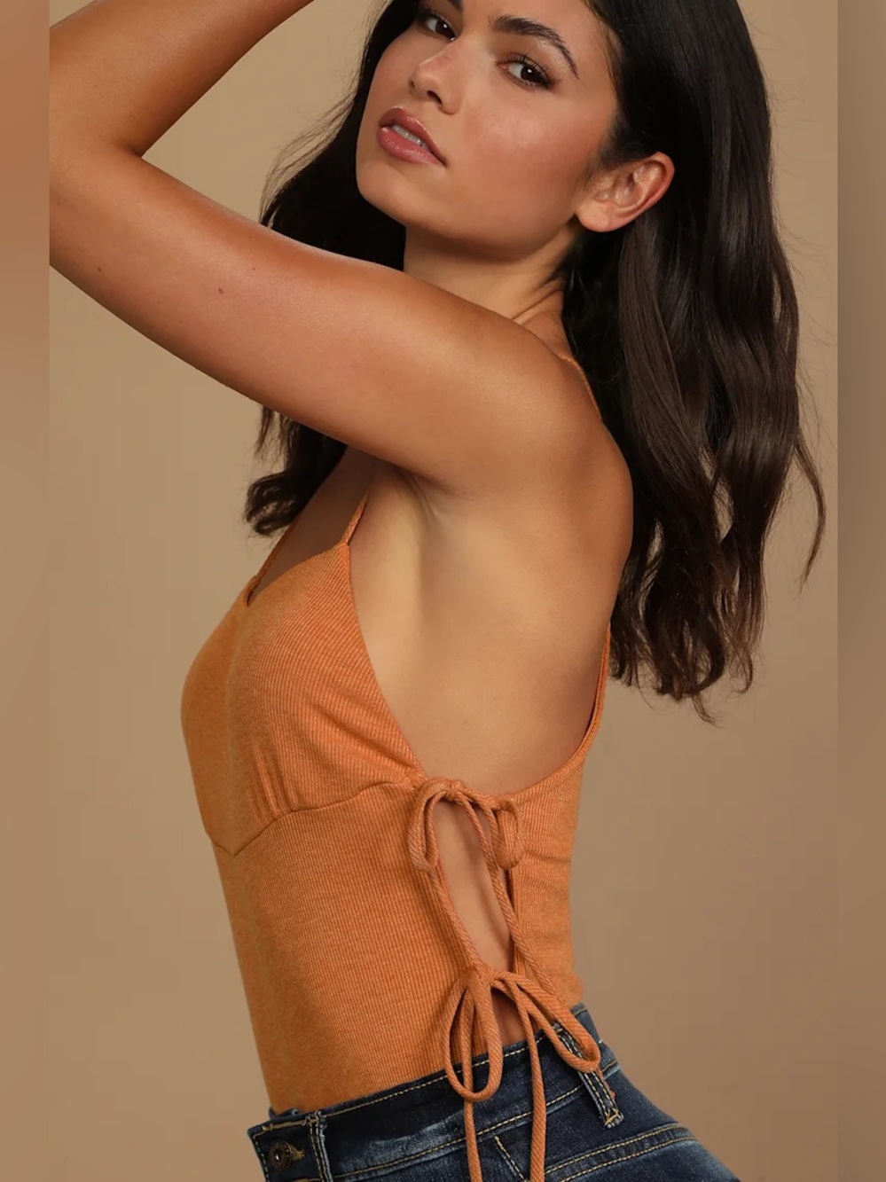 Lulu's Bodysuit in Burnt Orange with Side Ties S